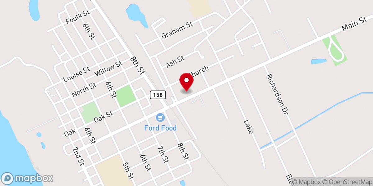 Map showing location of First Baptist Church of Colfax - Food Distribution Center