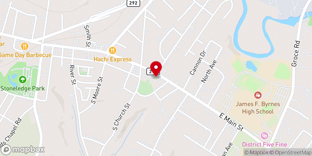 Map showing location of Duncan First Baptist Church