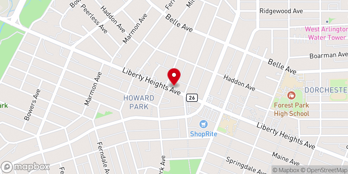 Map showing location of Revival Church Baltimore