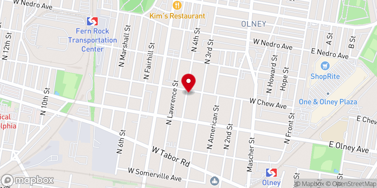 Map showing location of Church of Christ-4th & Chew Congregation