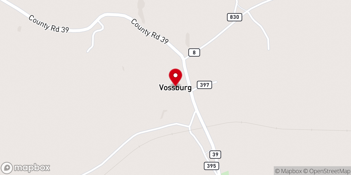 Map showing location of Vossburg