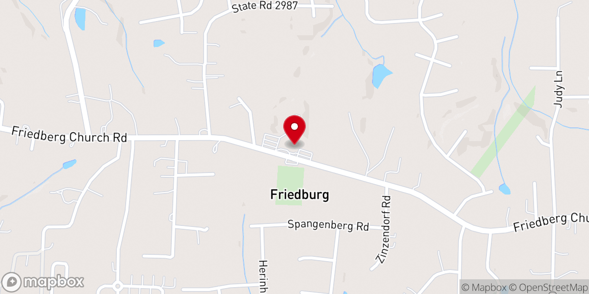 Map showing location of Friedberg Moravian Church