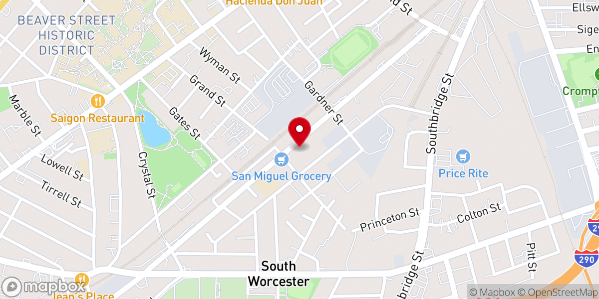 Map showing location of Assembleia de Deus - Union Church in Worcester - MA