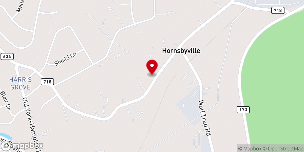 Map showing location of Hornsbyville Baptist Church