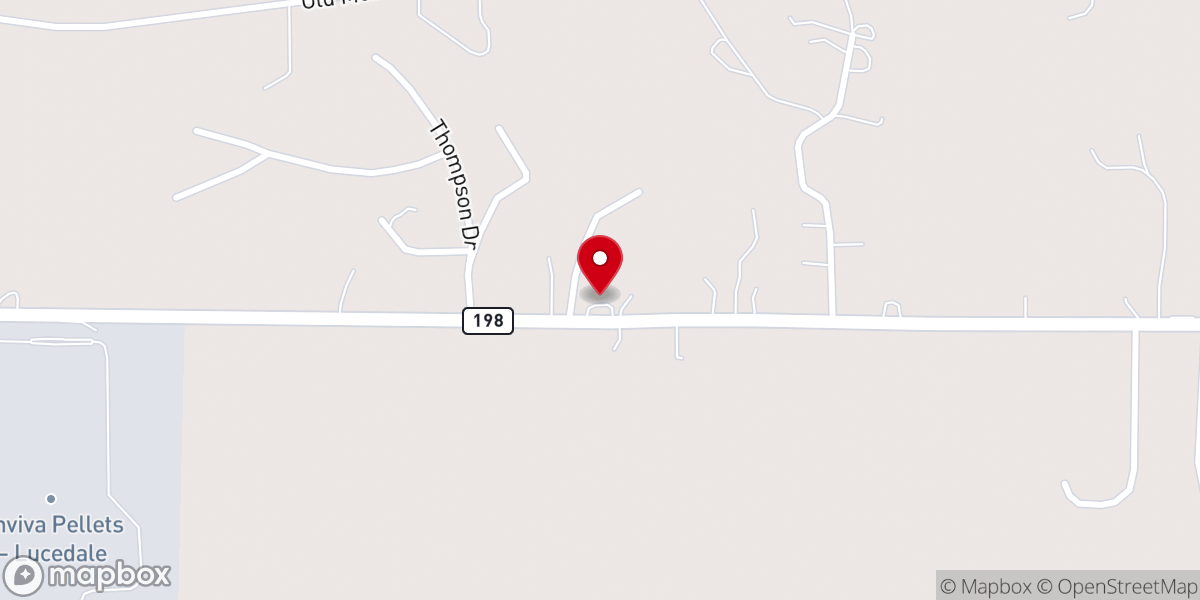 Map showing location of Jesus Name Apostolic Church of Lucedale