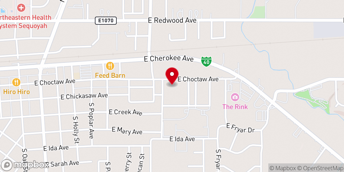 Map showing location of Sallisaw Church of Christ