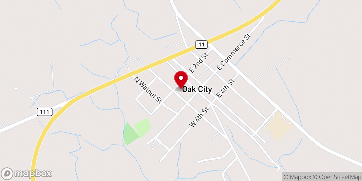 Map showing location of Oak City Baptist Church