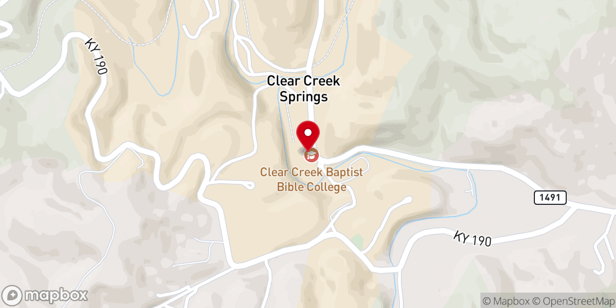 Map showing location of Clear Creek Baptist Bible College