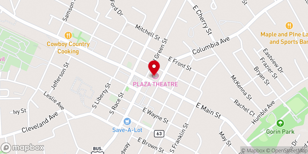 Map showing location of Plaza Theatre