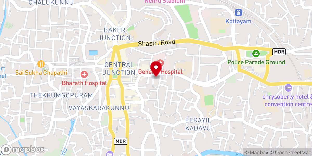 Map showing location of Kottayam Jerusalem Mar Thoma Syrian Church