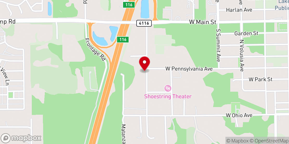 Map showing location of Mini Moe's Tree Service