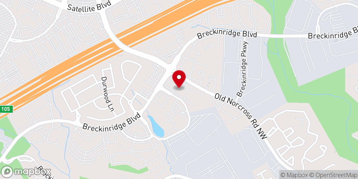 Map showing location of One Lord House of Worship: Old Norcross Road @ Breckenridge Blvd