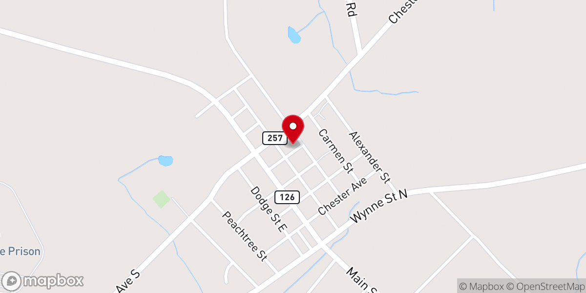 Map showing location of Chester Baptist Church Pastorium