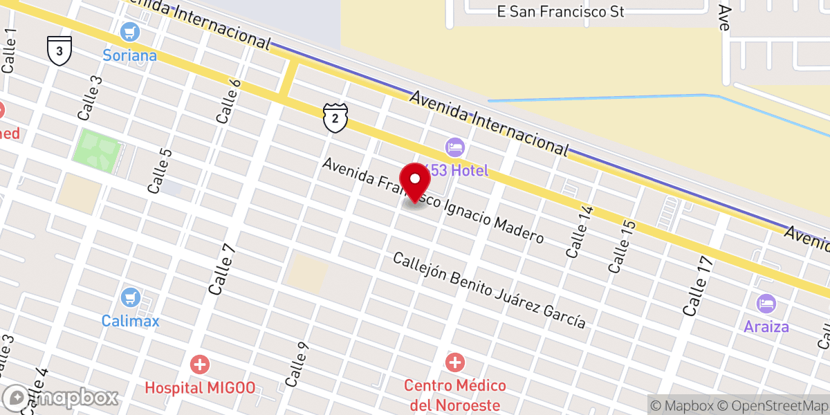 Map showing location of Santuario de Nuestra Señora de Guadalupe