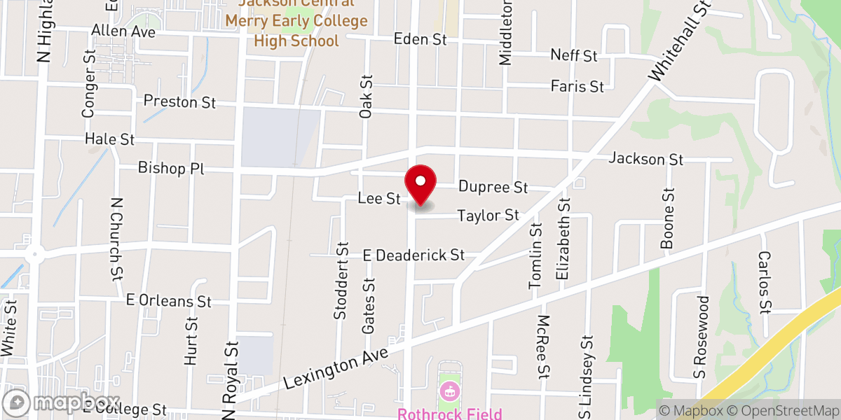 Map showing location of Cumberland Missionary Baptist Church