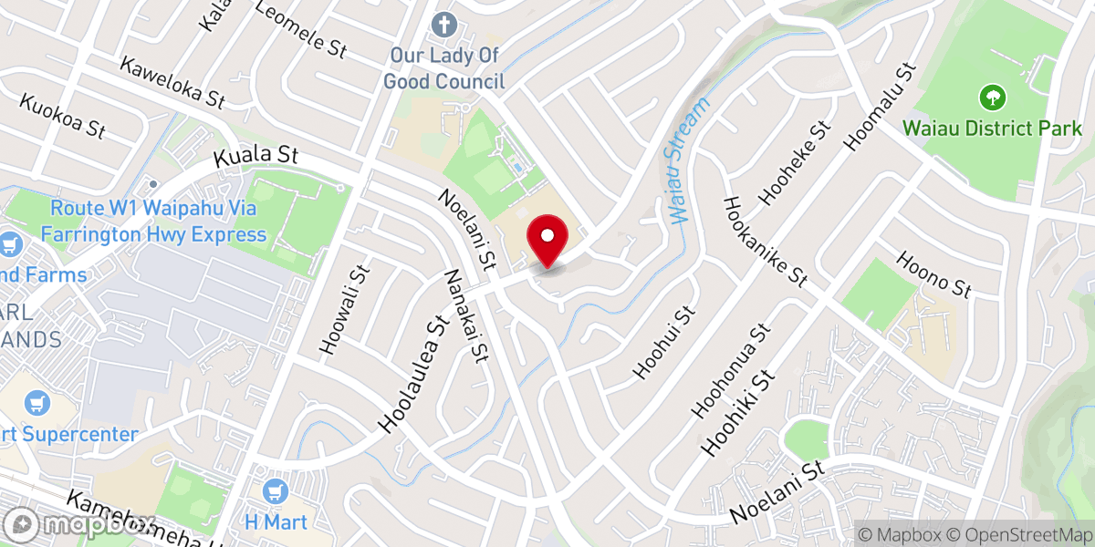 Map showing location of First Baptist Church of Pearl City
