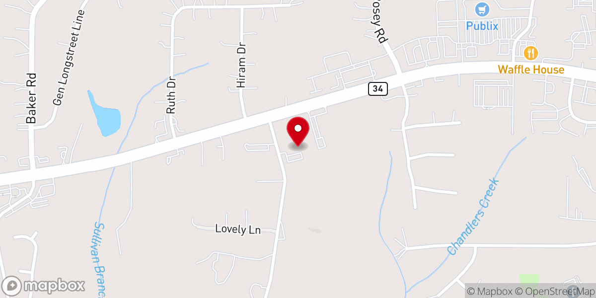 Map showing location of 뉴난한인교회 Korean Church of Newnan
