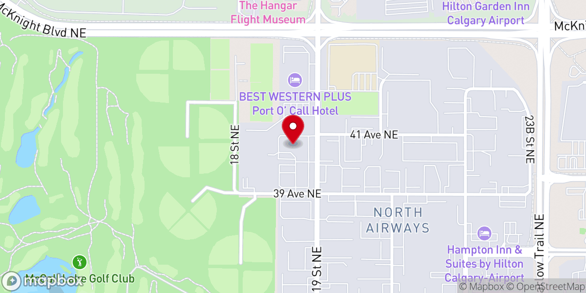 Map showing location of Joy Overflow International Church Calgary