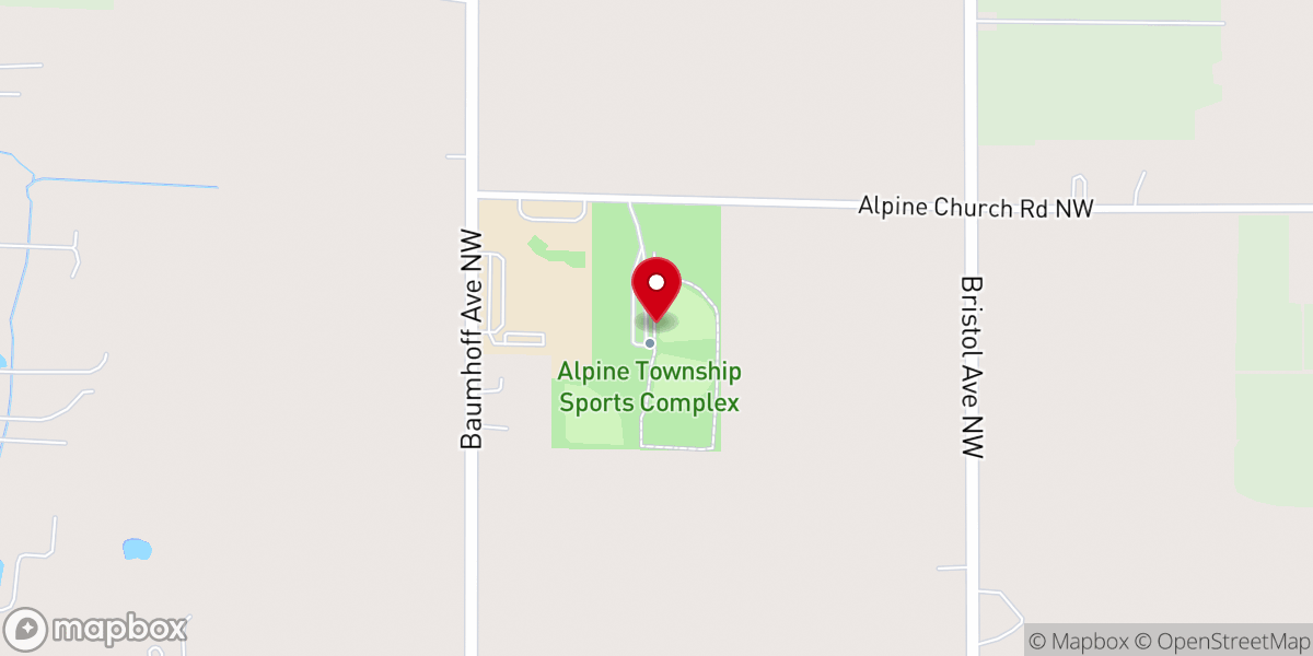 Map showing location of Alpine Township Sports Park