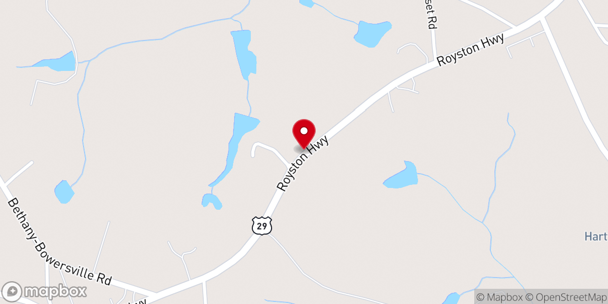 Map showing location of Hartwell Mennonite Center