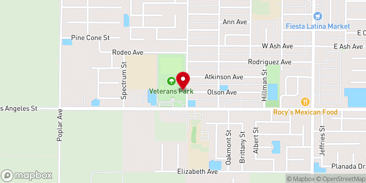 Map showing location of Veterans Park