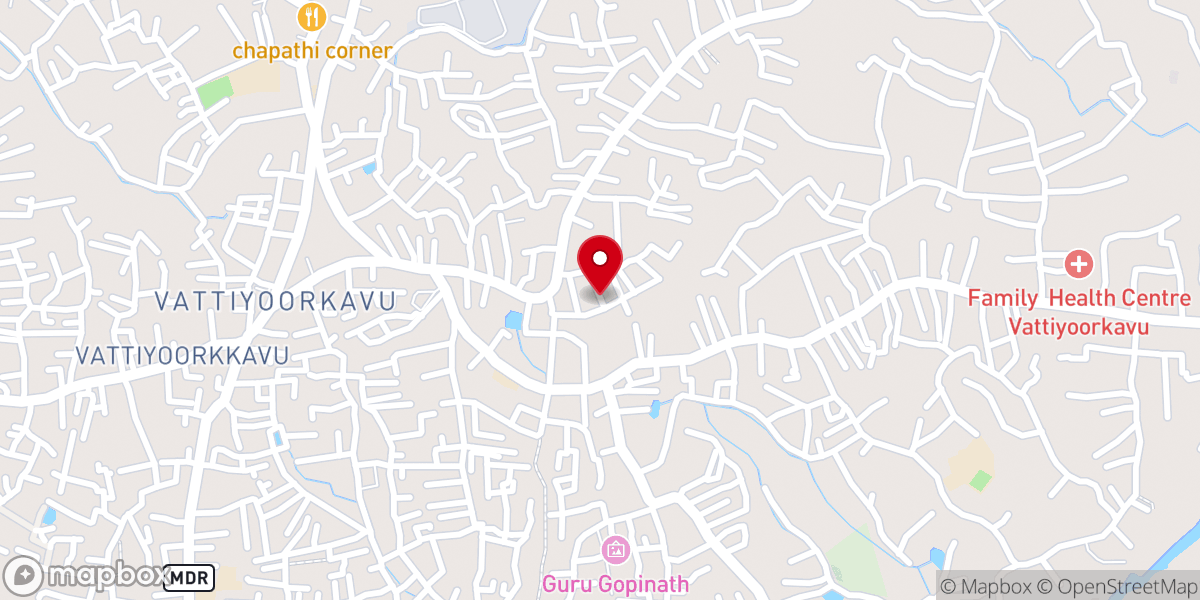 Map showing location of St. Paul's Mar Thoma Syrian Church, Vattiyoorkkav, Thiruvananthapuram