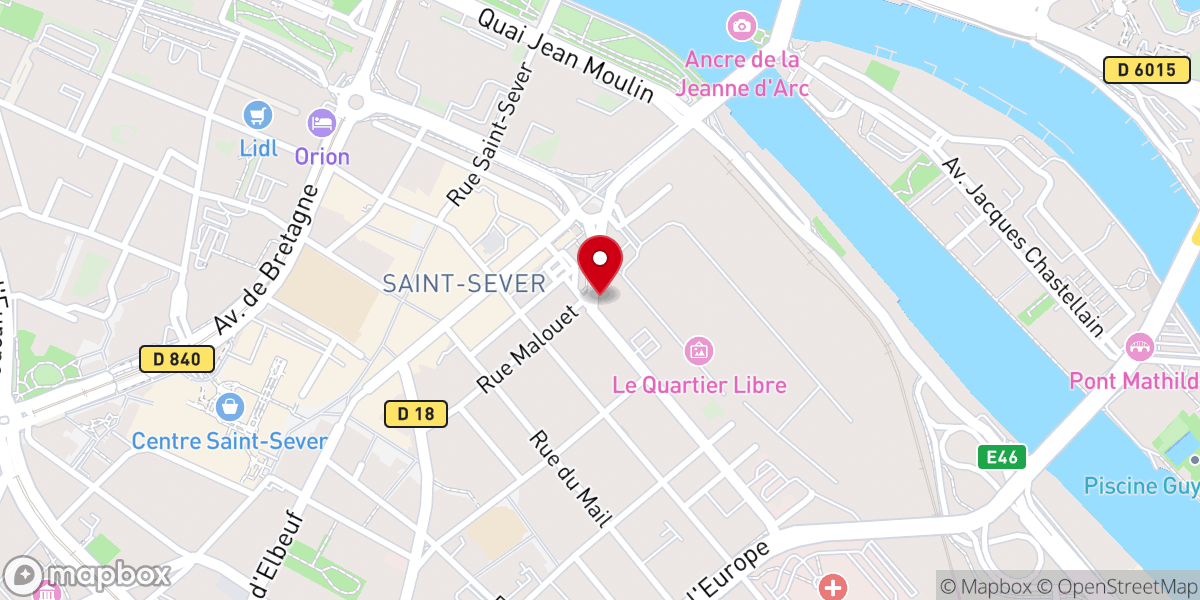 Map showing location of Église néo-apostolique Rouen