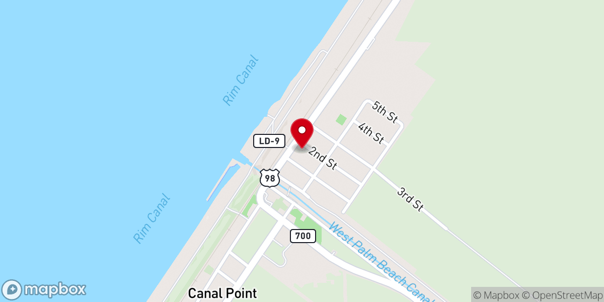 Map showing location of Canal Point Methodist Church