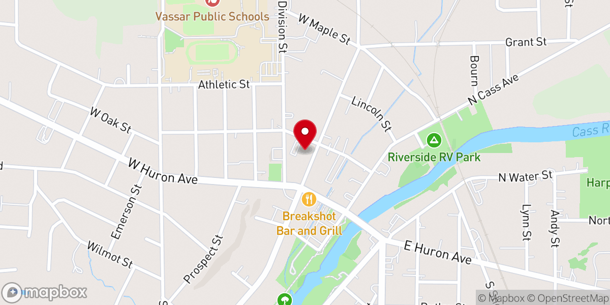 Map showing location of Vassar First United Methodist Church