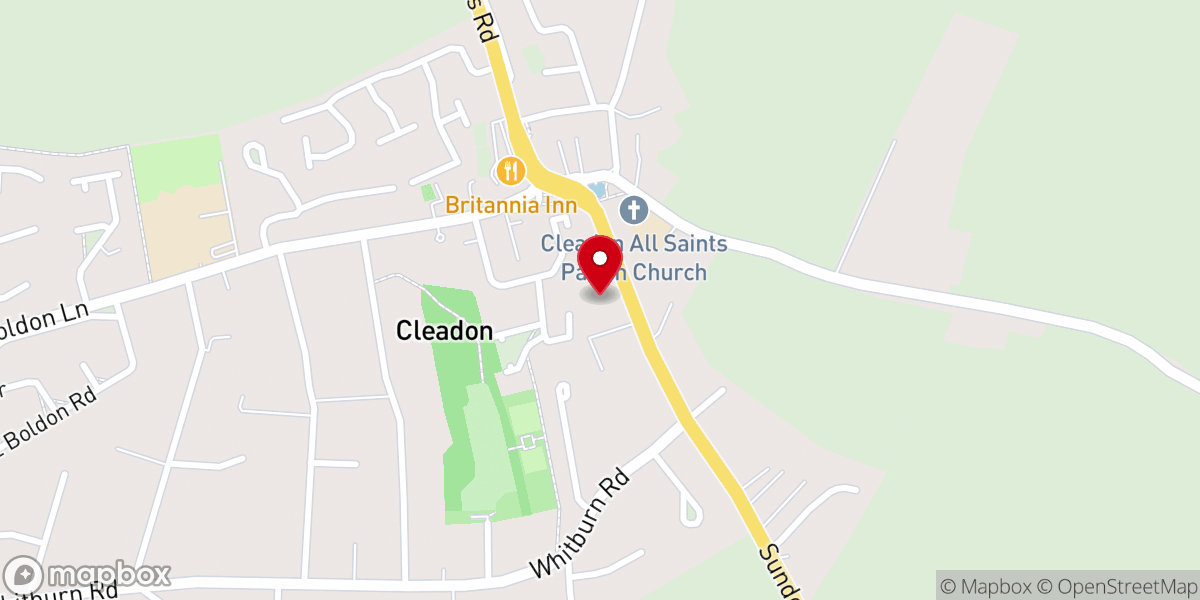 Map showing location of Cleadon Methodist Church