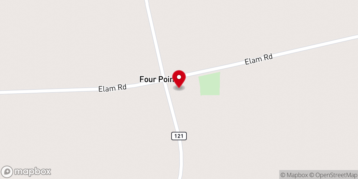 Map showing location of Elam Baptist Church