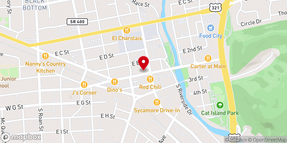 Map showing location of Elizabethton Alliance Church