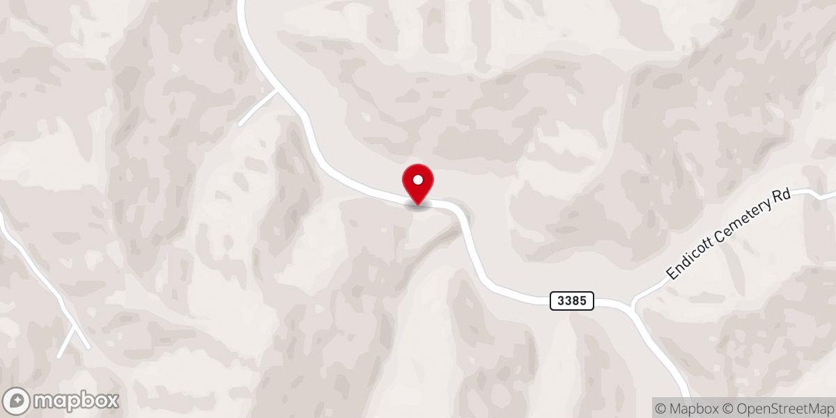 Map showing location of Endicott Free Will Baptist Church