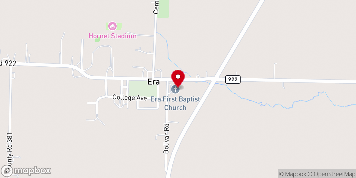 Map showing location of Era Baptist Church