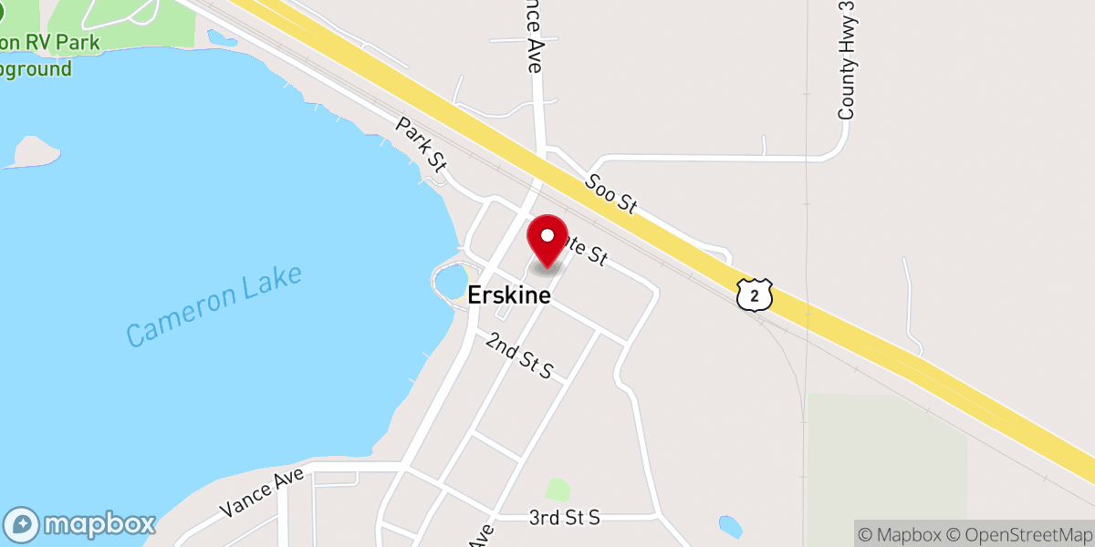 Map showing location of Erskine Community Center