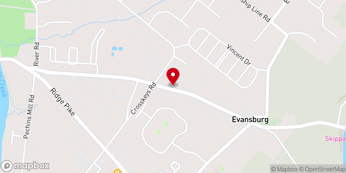 Map showing location of Evansburg United Methodist Church
