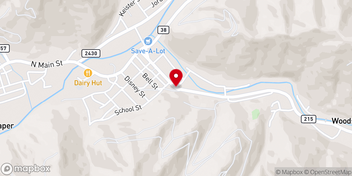 Map showing location of Evarts Congregation Umc