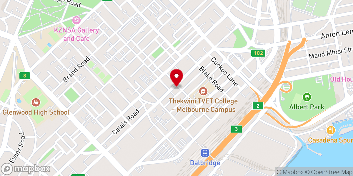Map showing location of Sinai Pentecostal Church Durban