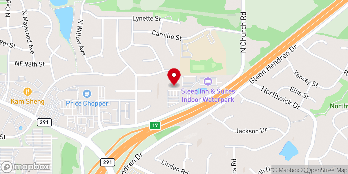 Map showing location of Liberty License Office/DMV
