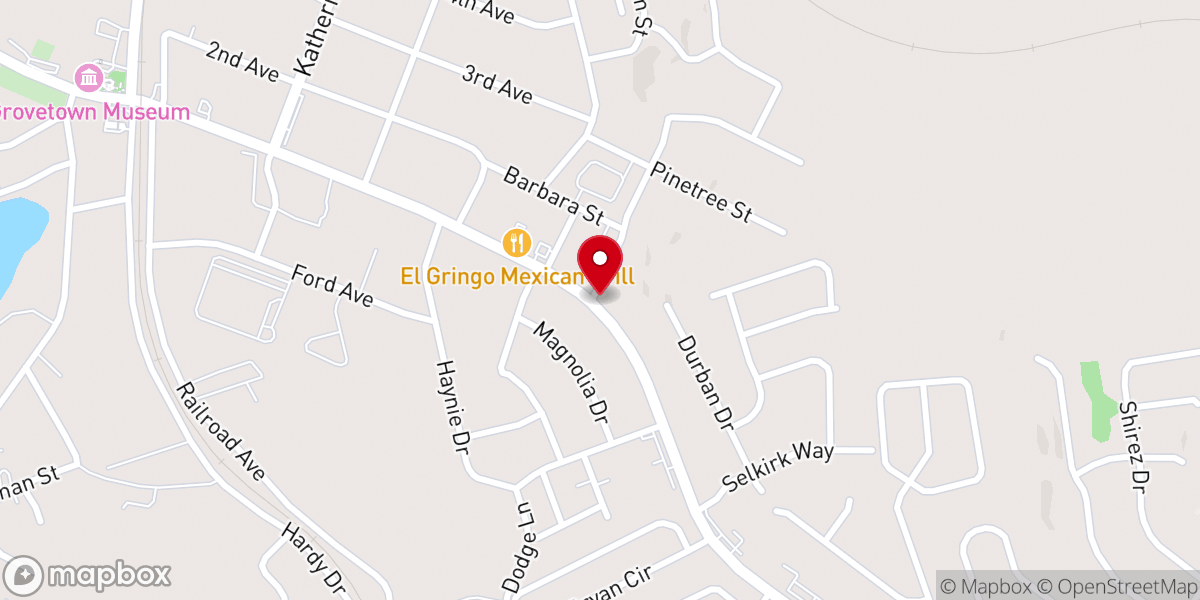 Map showing location of Grovetown Church of Christ