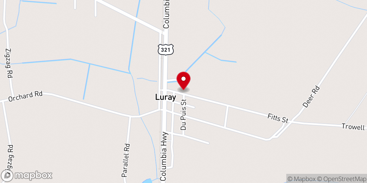 Map showing location of Luray Christian Church
