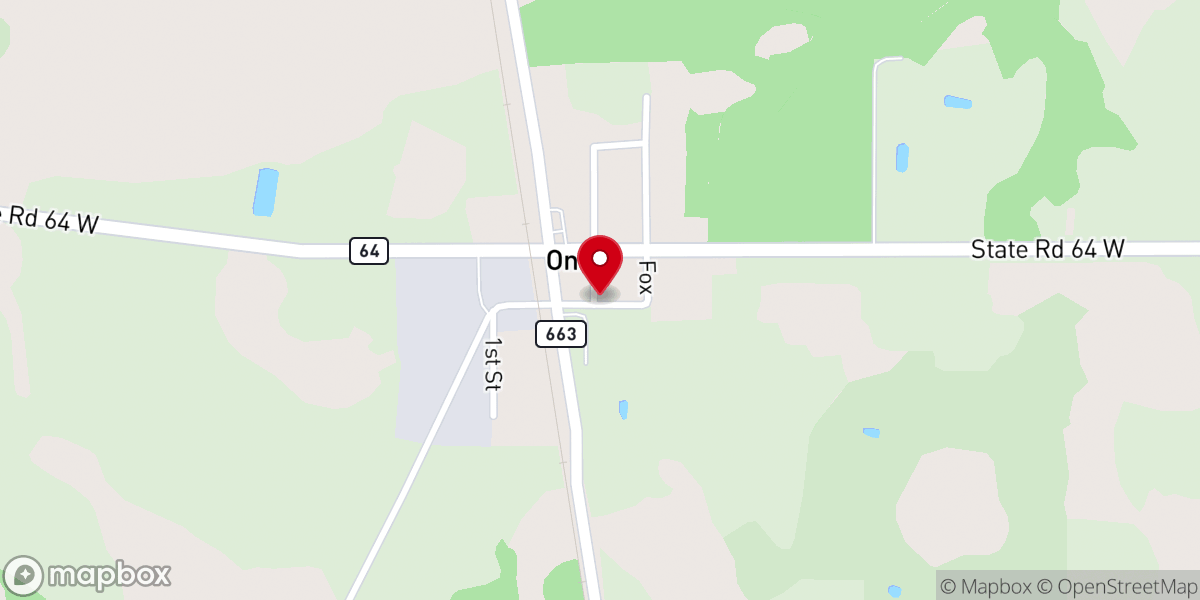 Map showing location of Ona Baptist Church