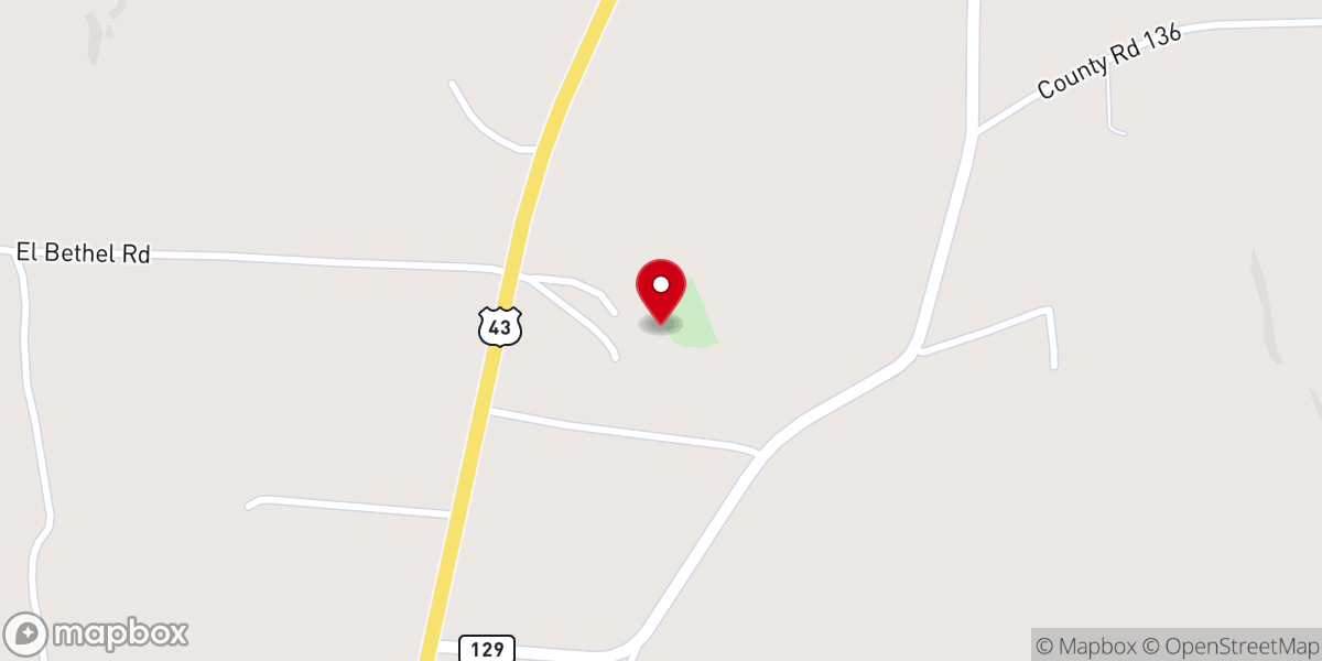 Map showing location of Hopewell Primitive Baptist Church