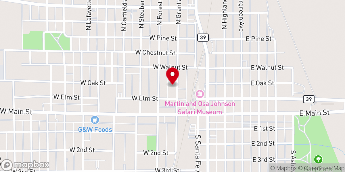 Map showing location of First Baptist Church - Food Distribution Center