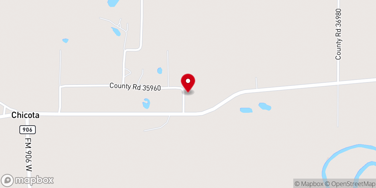 Map showing location of Chicota Assembly of God Church