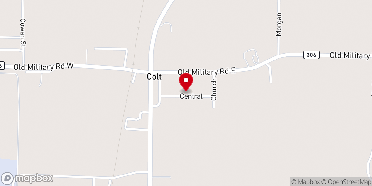 Map showing location of Moore Chapel