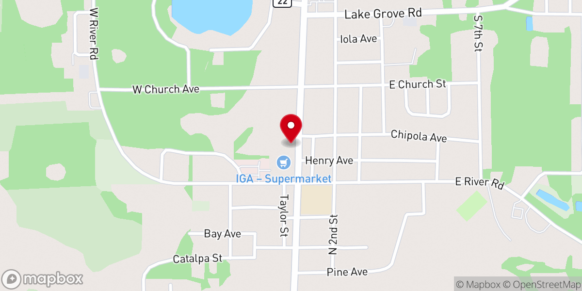 Map showing location of First Pentecostal Church of Wewahitchka