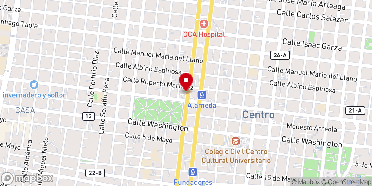 Map showing location of Iglesia Universal del Reino de Dios