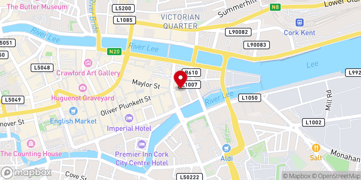 Map showing location of Cork Church