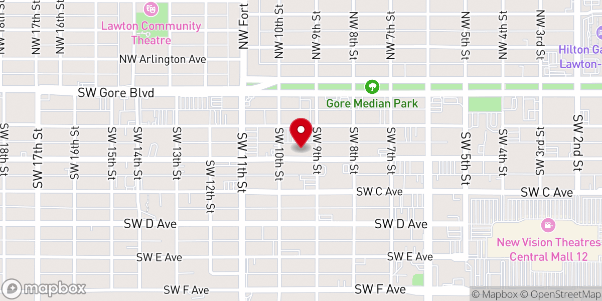 Map showing location of Central Baptist Church